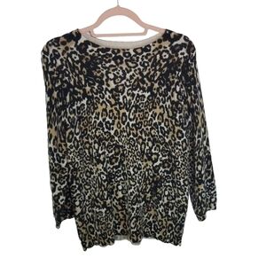 Talbots animal print pure cashmere sweater
